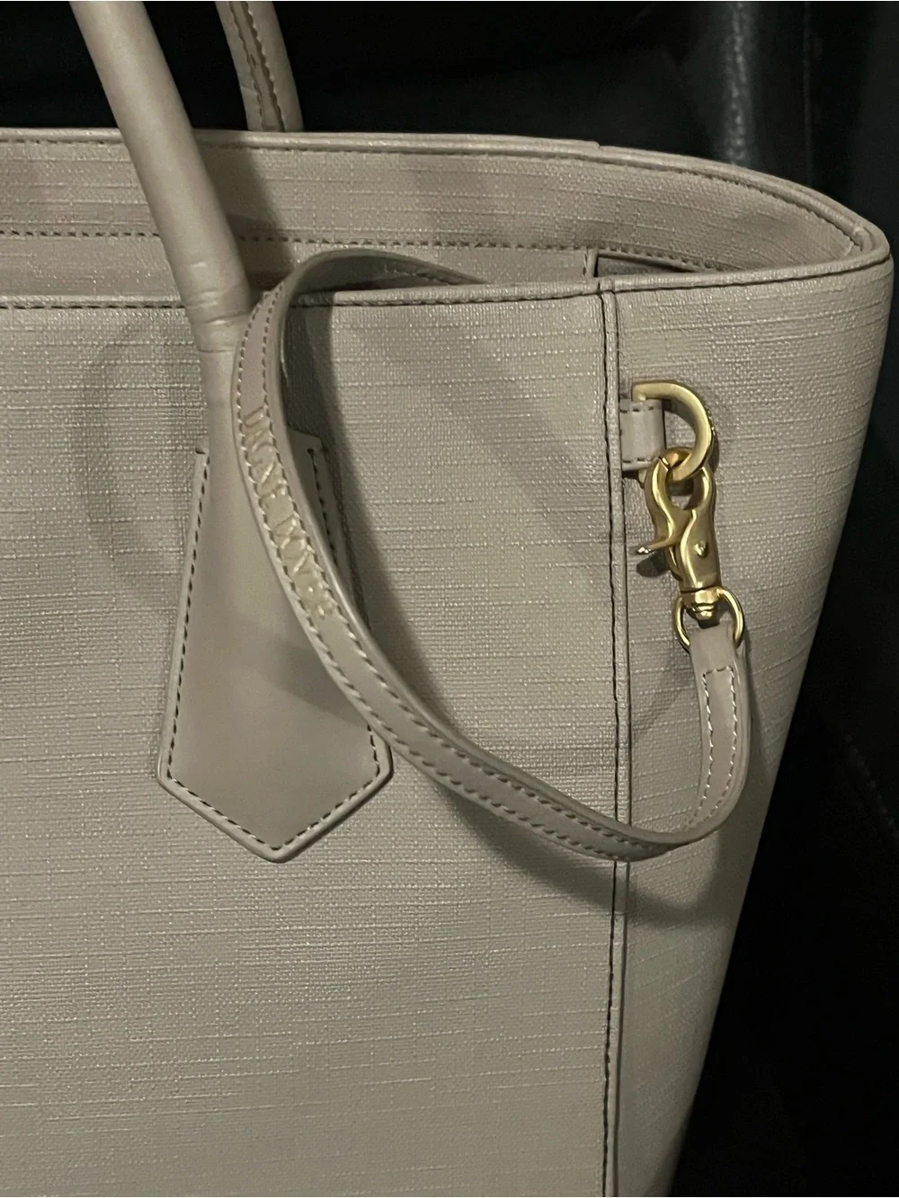 DAGNE DOVER Signature Legend Coated Canvas Large Laptop Tote Bag Gray / Taupe